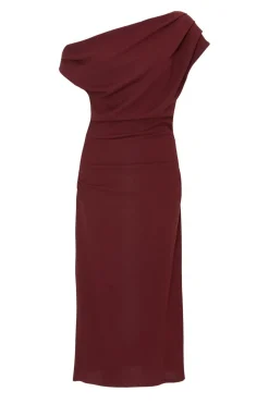 Quiz Christening Guest|Trending: Red>Dark Red Drop Shoulder Midi Dress