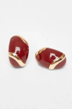 Quiz Jewellery|Holiday Accessories>Dark Red Enamel Stud Earrings