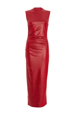 Quiz Evening Dresses|Trending: Red>Dark Red Faux Leather Midaxi Dress