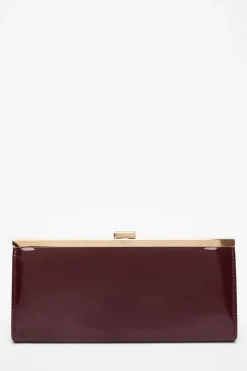 Quiz Bags|Shoe & Bag Sets>Dark Red Faux Leather Patent Clutch