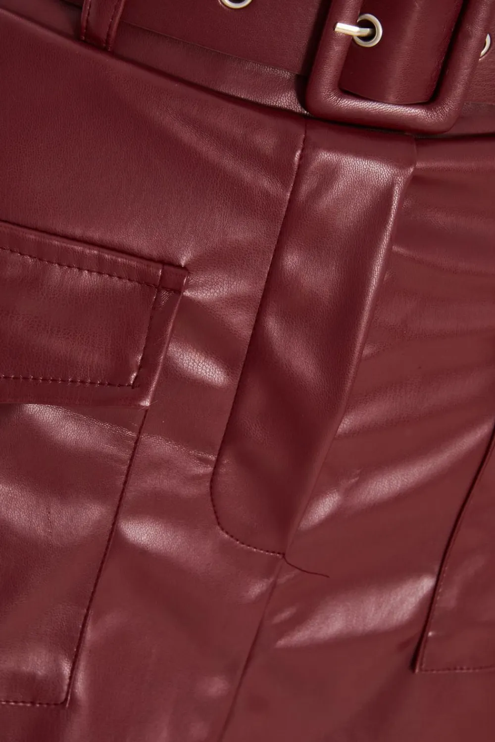 Quiz Trending: Red|Skirts>Dark Red Faux Leather Skort