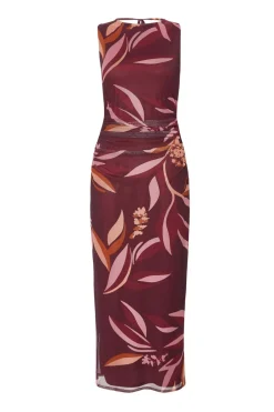 Quiz Trending: Red|Going Out>Dark Red Floral Midaxi Dress