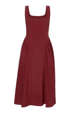 Quiz Christening Guest|Trending: Red>Dark Red Gathered Side Midi Dress