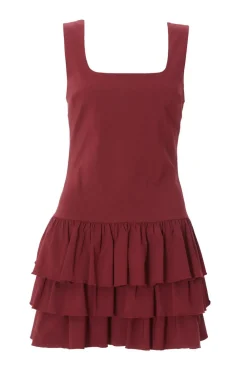 Quiz Going Out|Casual Clothing>Dark Red Layered Mini Dress