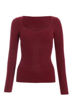 Quiz Trending: Red|Knitwear>Dark Red Metallic Glitter Jumpper