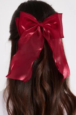 Quiz Hair Accessories>Dark Red Organza Hair Bow