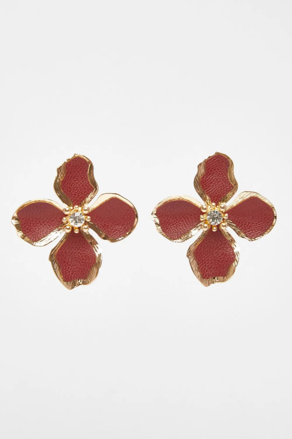 Quiz Jewellery|Earrings>Dark Red Oversized Flower Earrings
