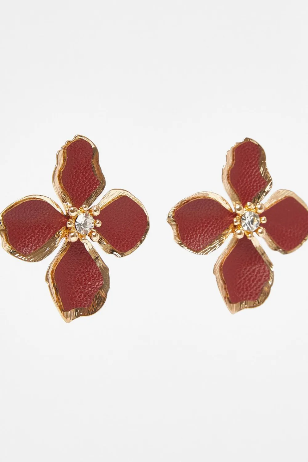 Quiz Jewellery|Earrings>Dark Red Oversized Flower Earrings