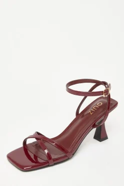 Quiz Heels>Dark Red Patent Flared Heels