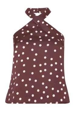 Quiz Going Out Tops|Trending: Red>Dark Red Polka Dot Halter Top