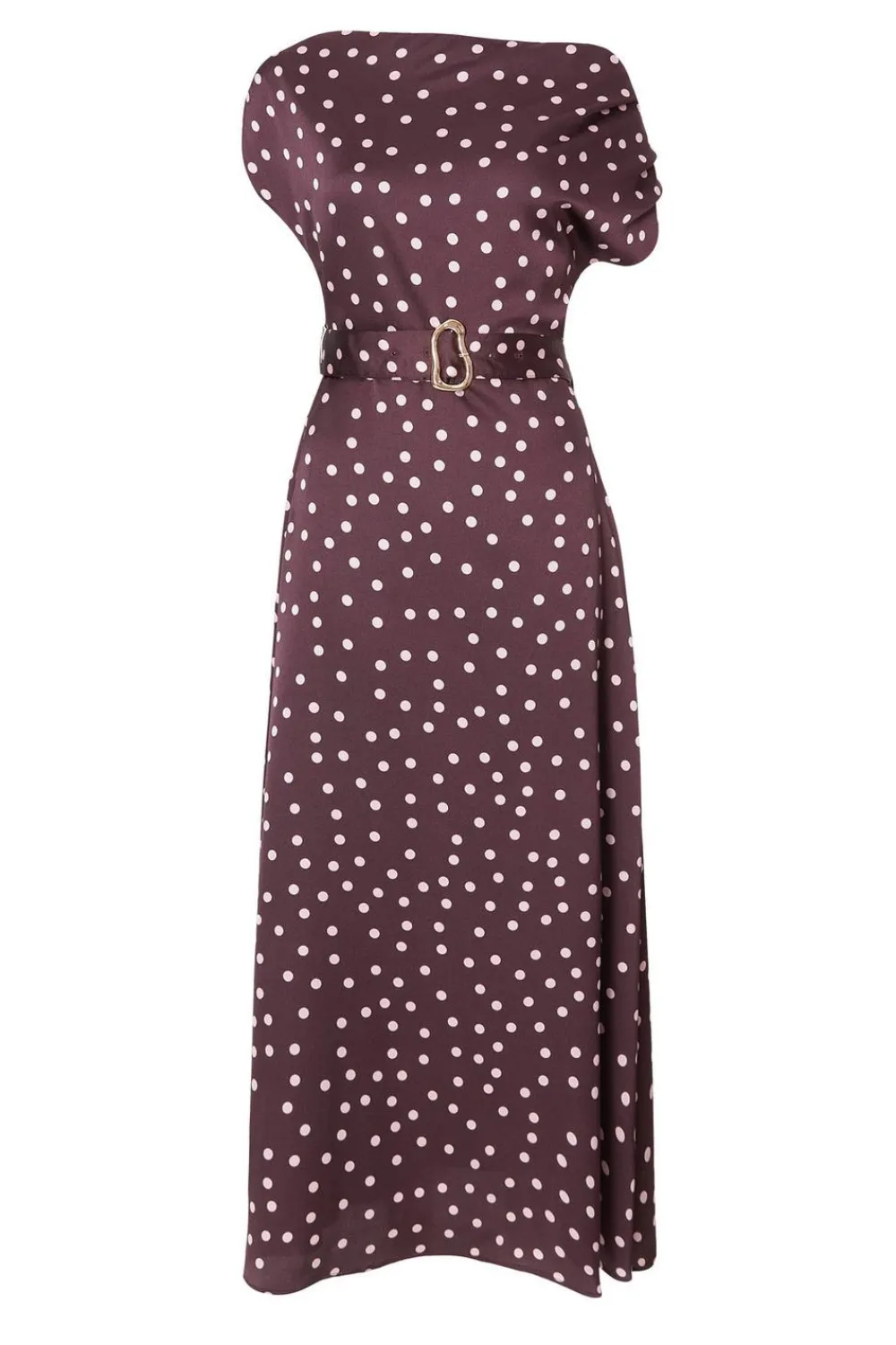 Quiz Day At The Races|Christening Guest>Dark Red Polka Dot Midaxi Dress