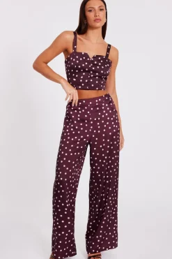 Quiz Trousers|Trending: Red>Dark Red Polka Dot Trousers