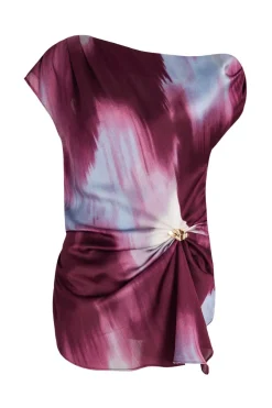 Quiz Going Out Tops|Trending: Red>Dark Red Satin Drop Shoulder Top