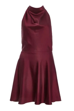 Quiz Trending: Red|Summer Dresses>Dark Red Satin Mini Skater Dress