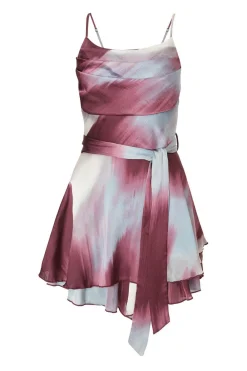 Quiz Playsuits|Jumpsuits>Dark Red Satin Printed Playsuit