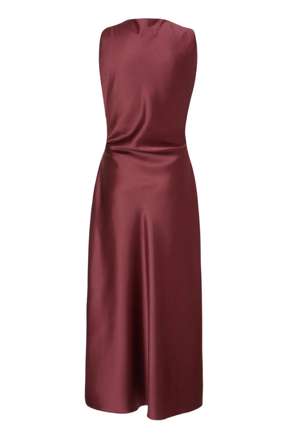 Quiz Day At The Races|Christening Guest>Dark Red Satin Ruched Midaxi Dress
