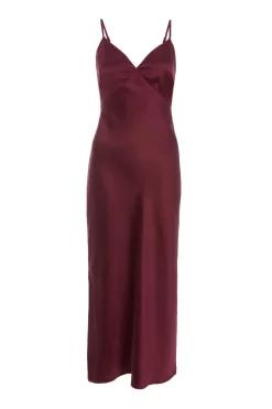 Quiz Evening Dresses|Christening Guest>Dark Red Satin Slip Style Midaxi Dress