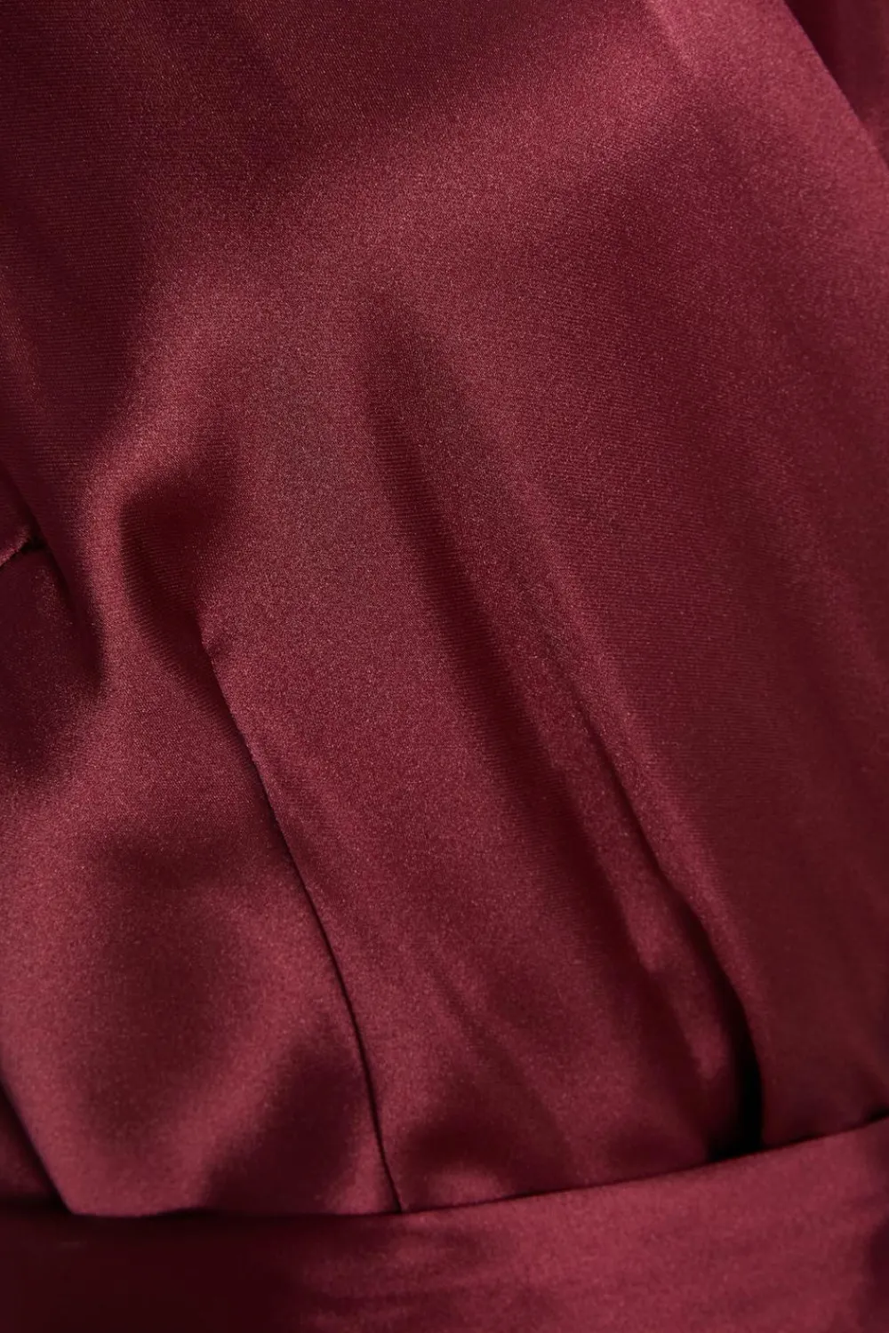 Quiz Trending: Red|Summer Clothes>Dark Red Satin Wrap Tiered Playsuit