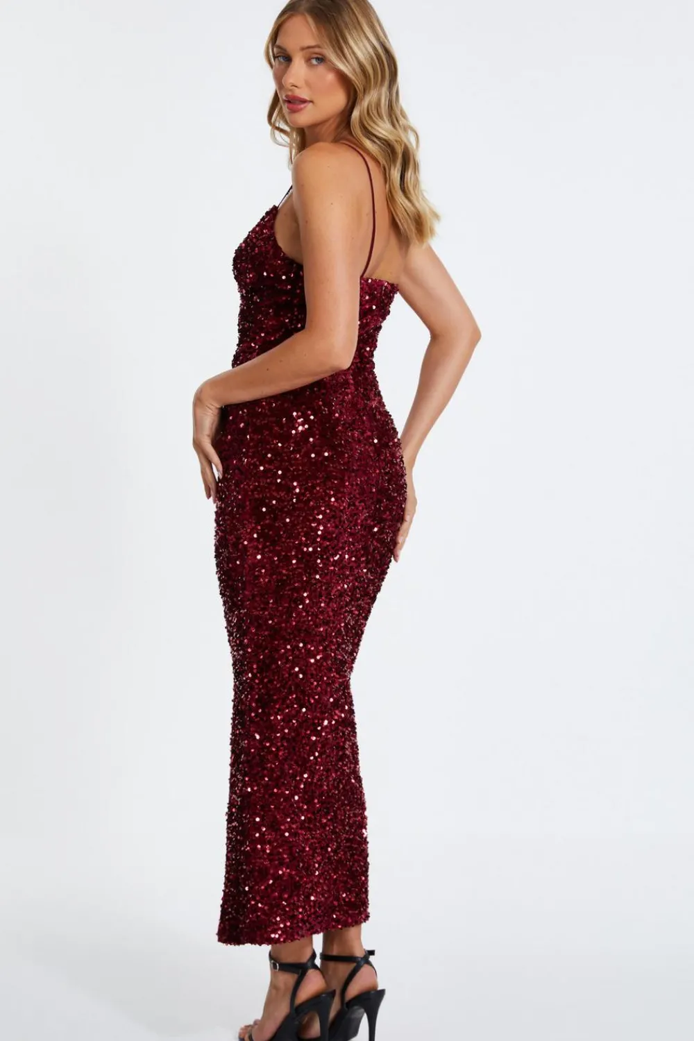 Quiz Prom Dresses|Evening Dresses>Dark Red Sequin Maxi Dress