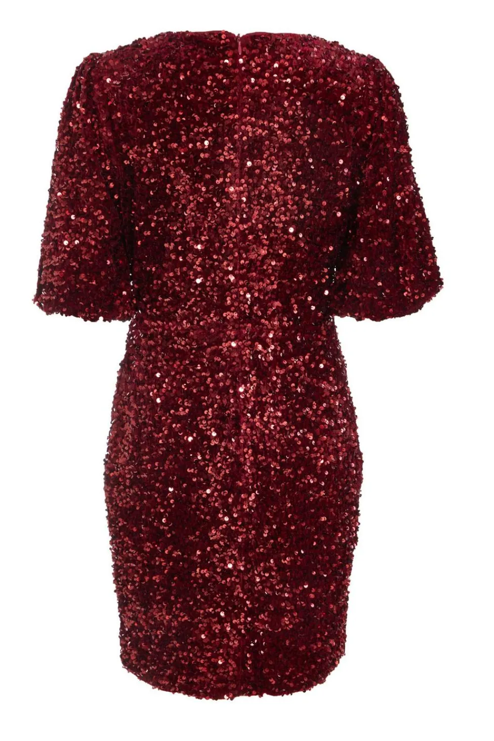 Quiz Trending: Red|Wrap Dresses>Dark Red Sequin Wrap Mini Dress