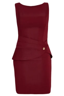 Quiz Trending: Red|Going Out>Dark Red Square Neck Mini Dress