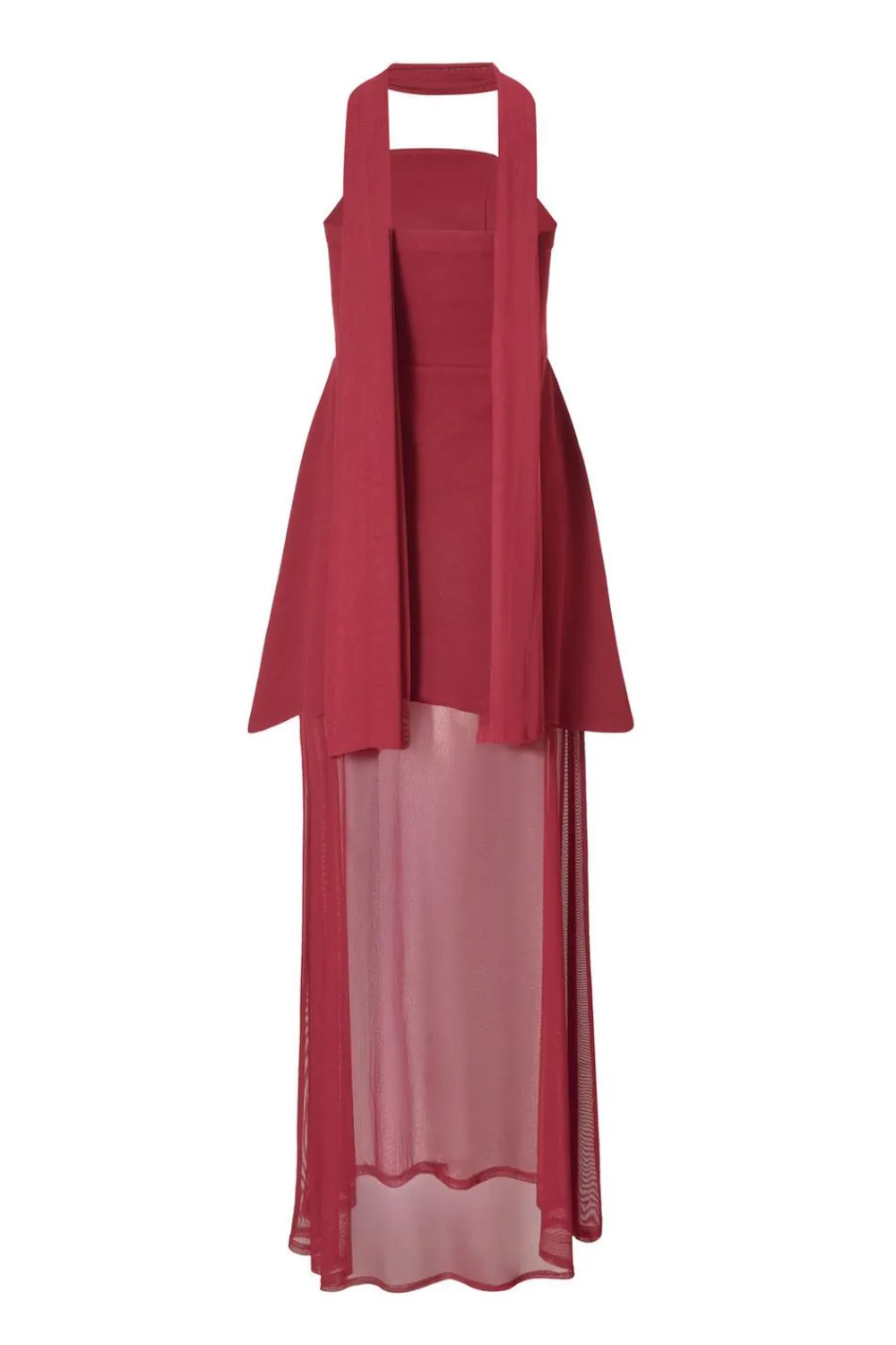 Quiz Prom Dresses|Prom & Ball>Dark Red Strapless Mesh Hem Maxi Dress