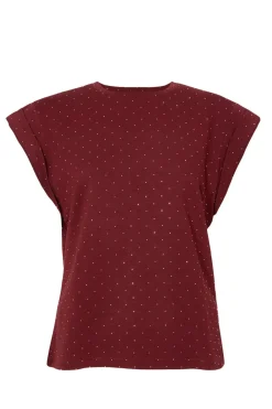 Quiz Going Out Tops|Day Tops>Dark Red Stud Detail Top