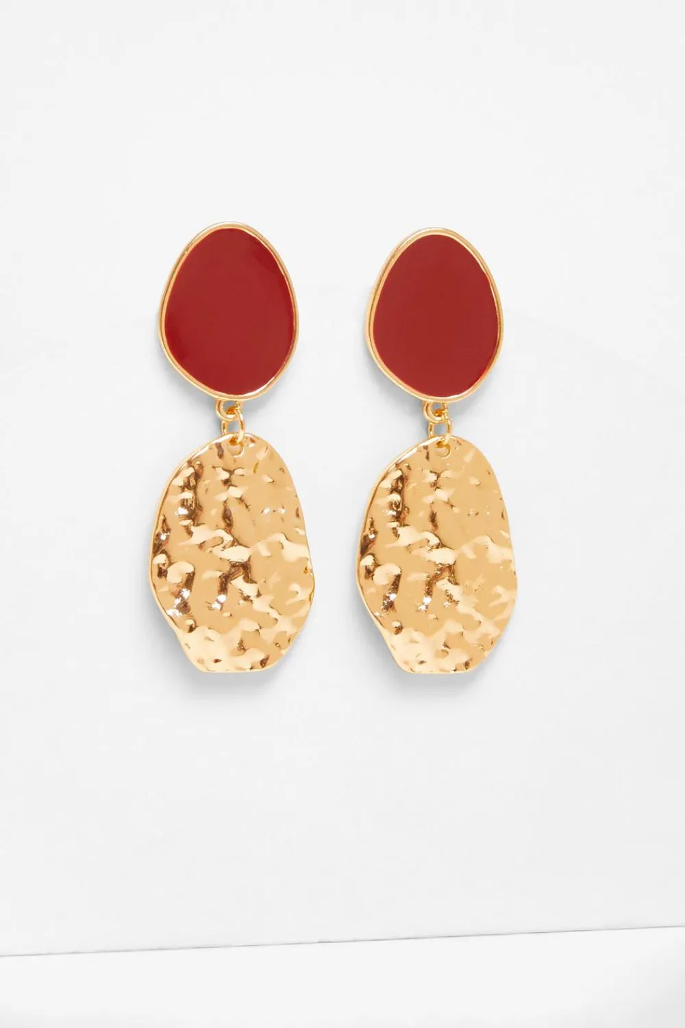 Quiz Jewellery|Holiday Accessories>Dark Red Textured Drop Earrings