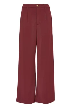 Quiz Workwear|Trousers>Dark Red Wide Leg Trousers