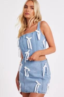 Quiz Summer Clothes|Skirts>Denim Bow Detail Skirt