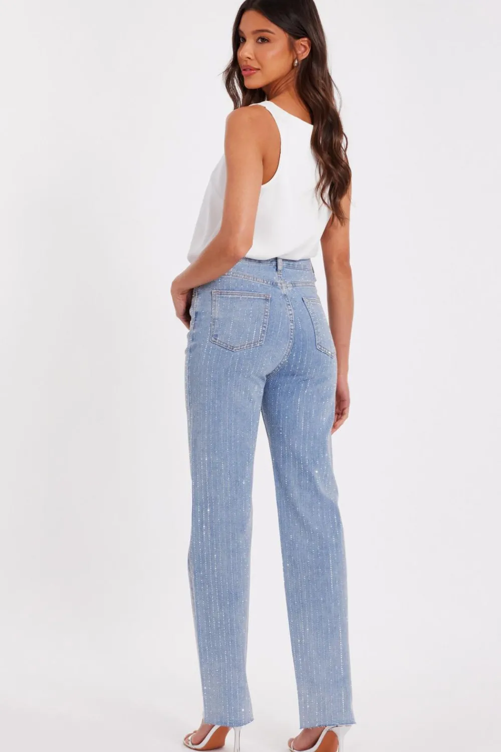 Quiz Trousers|Jeans>Denim Diamante Stripe Jeans