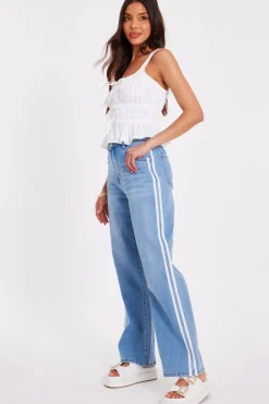 Quiz Trousers|Summer Clothes>Denim Striped Side Jeans
