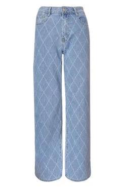 Quiz Trousers|Summer Clothes>Denim Textured Wide Leg Jeans