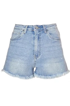 Quiz Summer Clothes|Shorts>Diamante Embellished Denim Shorts
