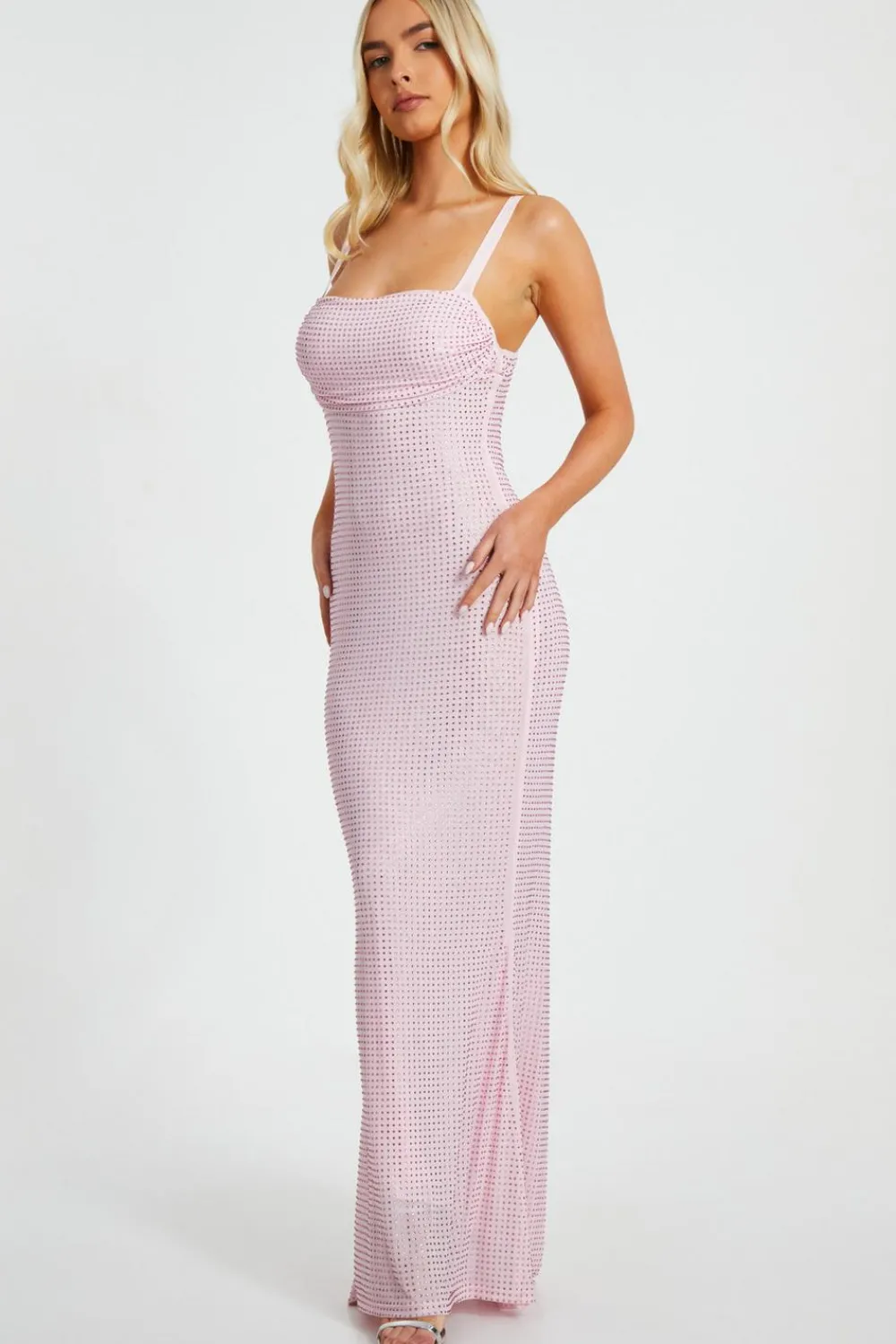Quiz Prom Dresses|Prom & Ball>Dusty Pink Diamante Maxi Dress