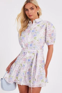 Quiz Summer Clothes|Holiday>Embroidered Floral Shirt Dress