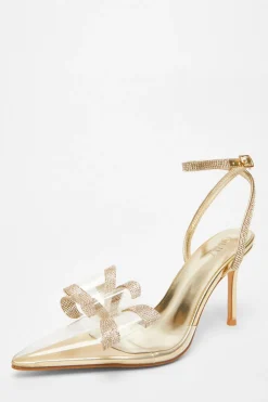 Quiz Shoe & Bag Sets|Heels>Bow Diamante Court Heels