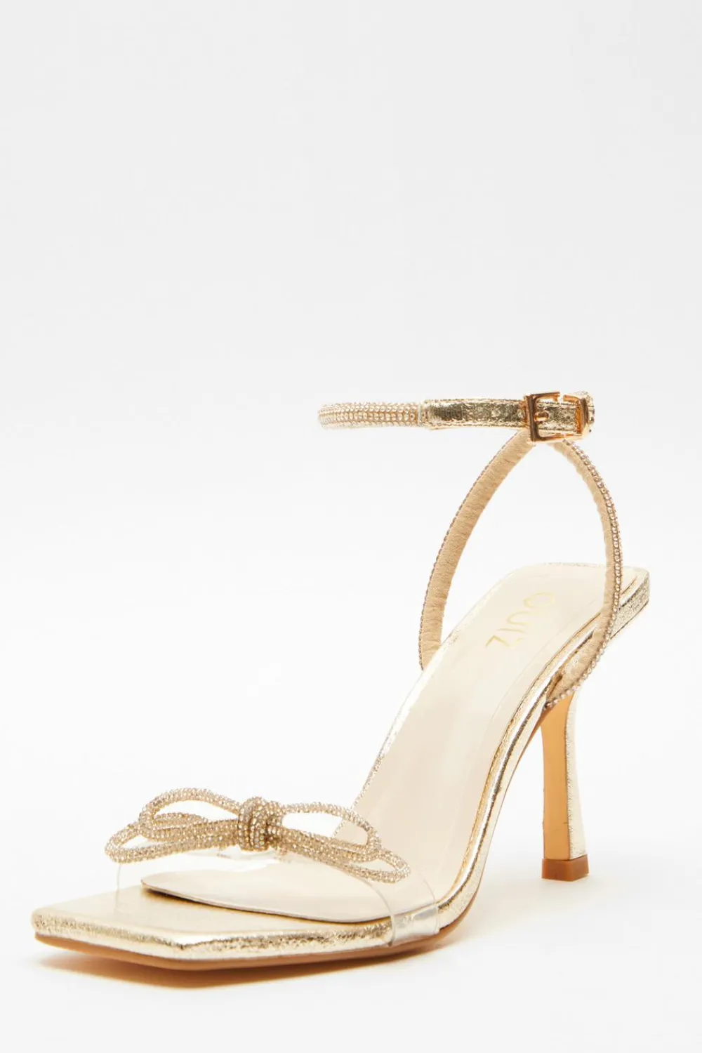 Quiz Occasion Shoes|Heels>Gold Bow Heeled Sandals