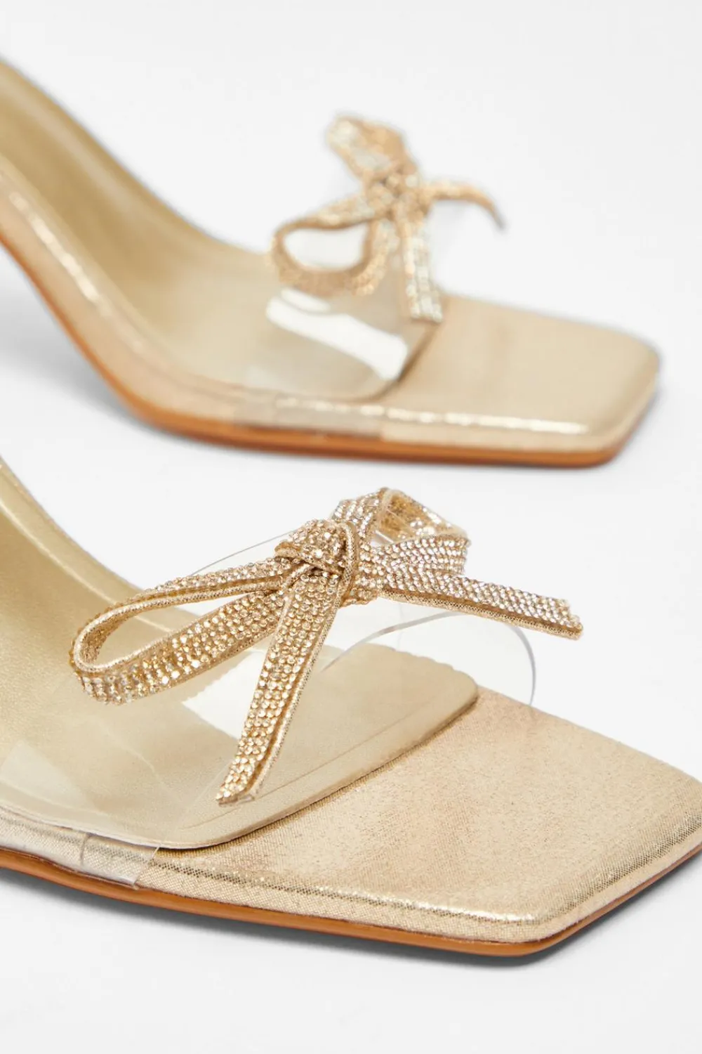 Quiz Occasion Shoes|Heels>Gold Bow Heeled Sandals