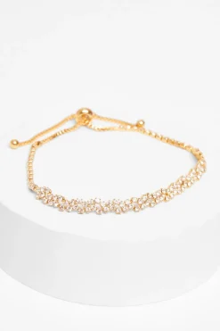 Quiz Wedding Accessories|Jewellery>Gold Diamante Cluster Toggle Bracelet