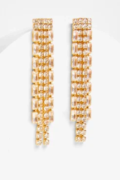 Quiz Jewellery|Earrings>Gold Diamante Fringe Earrings