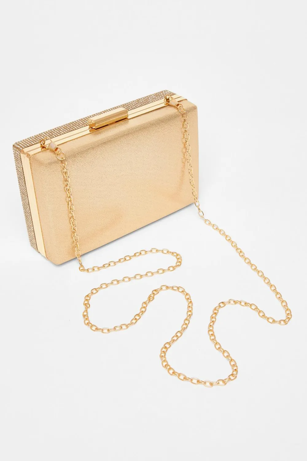 Quiz Bags>Gold Diamante Knot Handle Bag