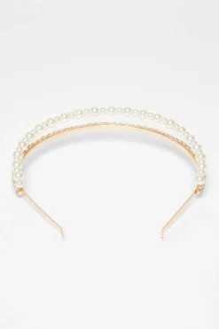 Quiz Wedding Accessories|Hair Accessories>Gold Diamante Pearl Headband