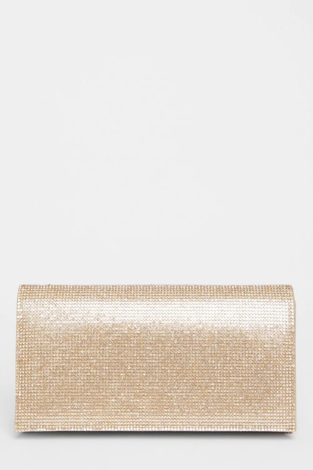 Quiz Bags>Gold Diamante Rectangle Clutch