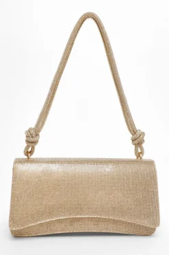 Quiz Bags|Shoe & Bag Sets>Gold Diamante Shoulder Bag