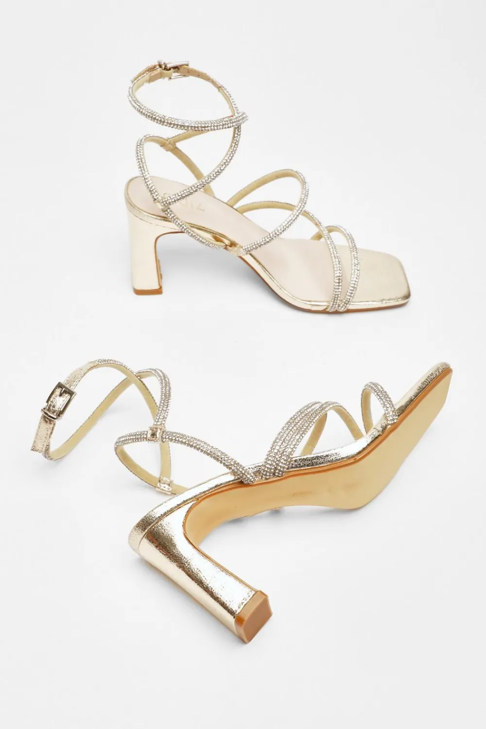Quiz Shoe & Bag Sets|Occasion Shoes>Diamante Strappy Block Heeled Sandals