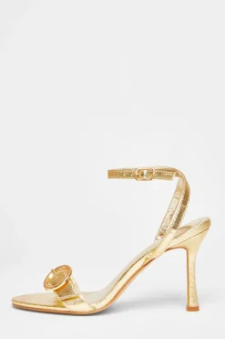 Quiz Heels>Faux Leather Buckle Heels