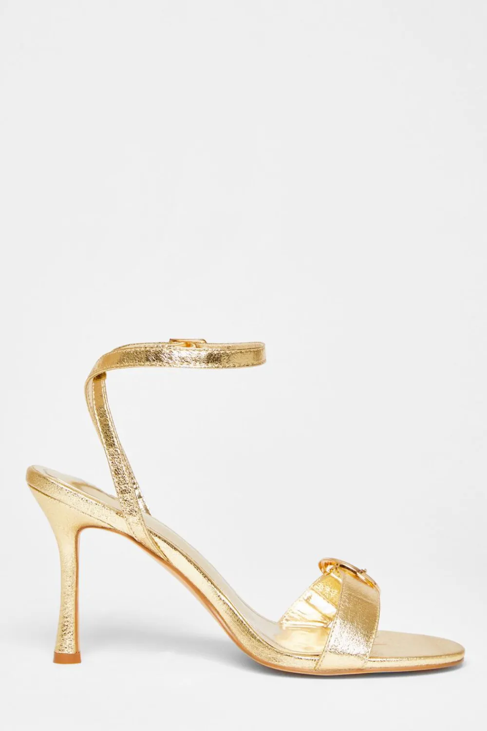 Quiz Heels>Faux Leather Buckle Heels