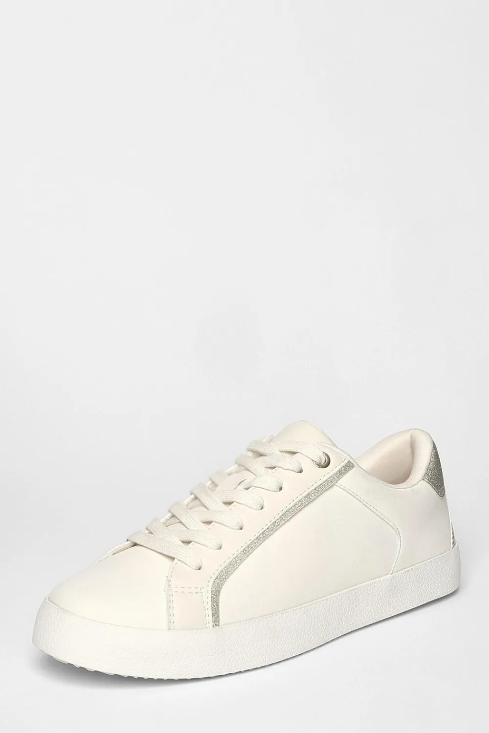 Quiz Trainers>Gold Faux Leather Glitter Trainers