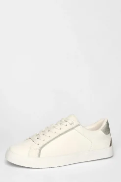 Quiz Trainers>Gold Faux Leather Glitter Trainers